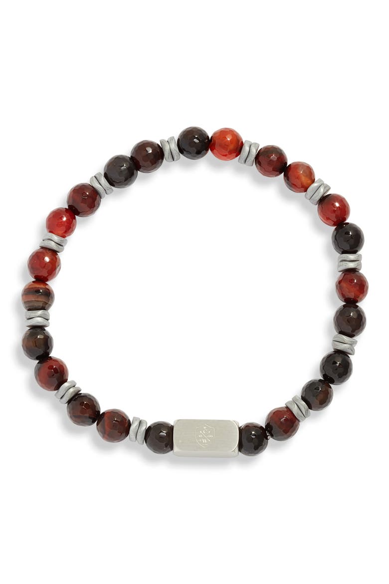 Men's Dark Red & Black Stone Beaded Bracelet, Main, color, DARK RED