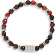 CLIFTON WILSON Men's Dark Red & Black Stone Beaded Bracelet
