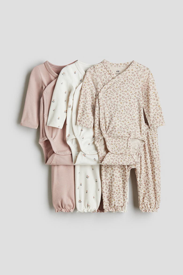 6-piece Bodysuit And Trousers Set, Main, color, Dusty pink/floral