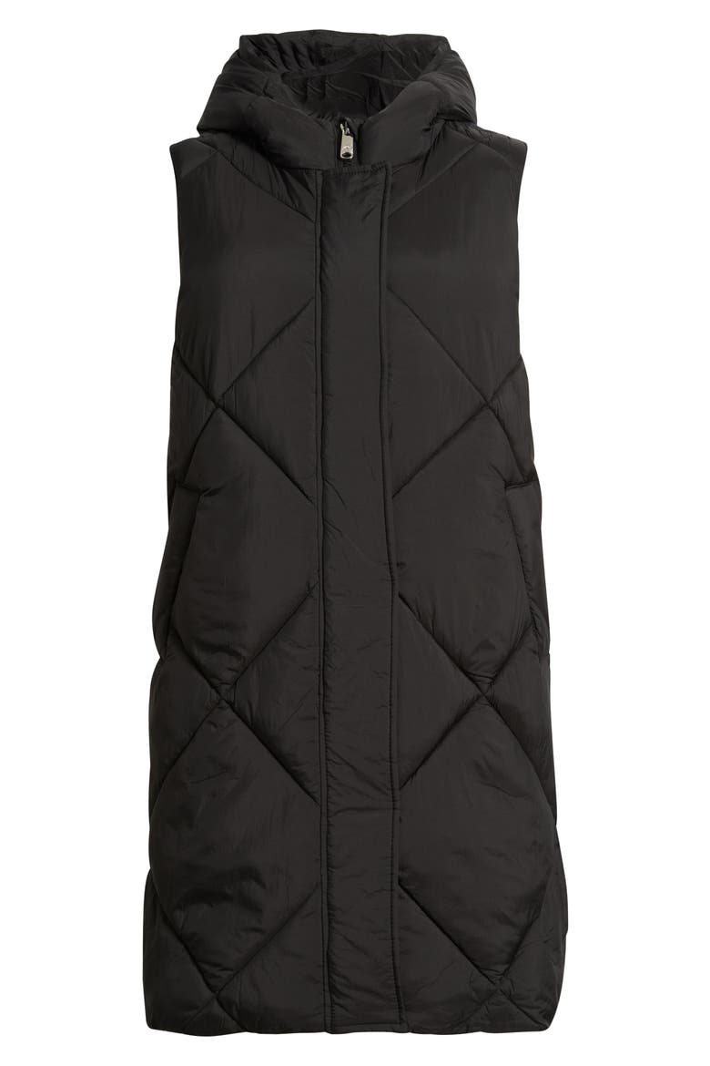 Quilted Hooded Puffer Vest, Alternate, color, BLACK