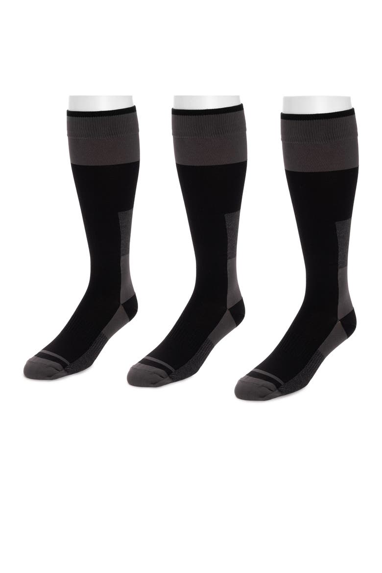Men's Work Wear Tall Nylon Blend Compression Socks, 3 Pair Pack, Alternate, color, Black/Grey