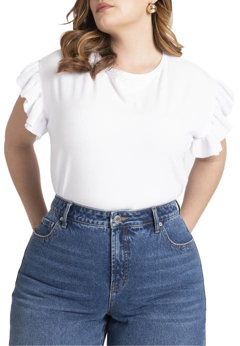 Ruffle Sleeve Tee (Plus)