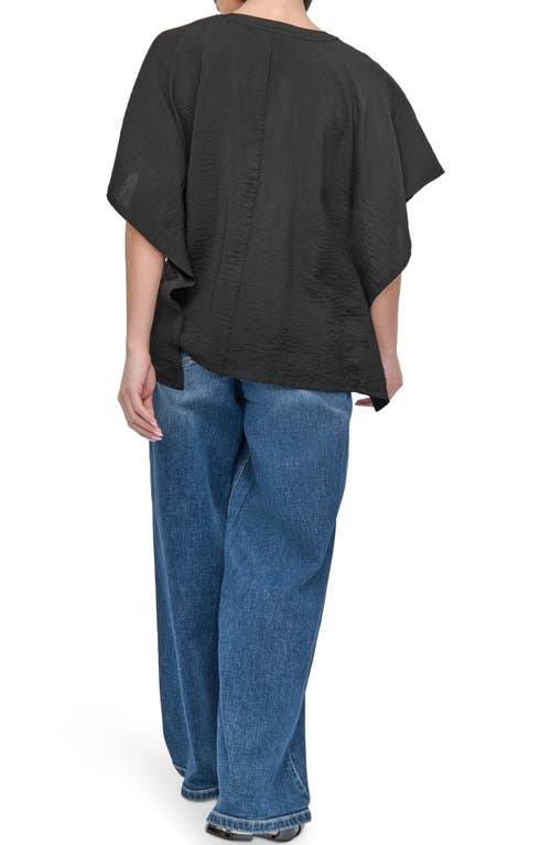 Dkny Textured Voile Button-up Shirt In Black