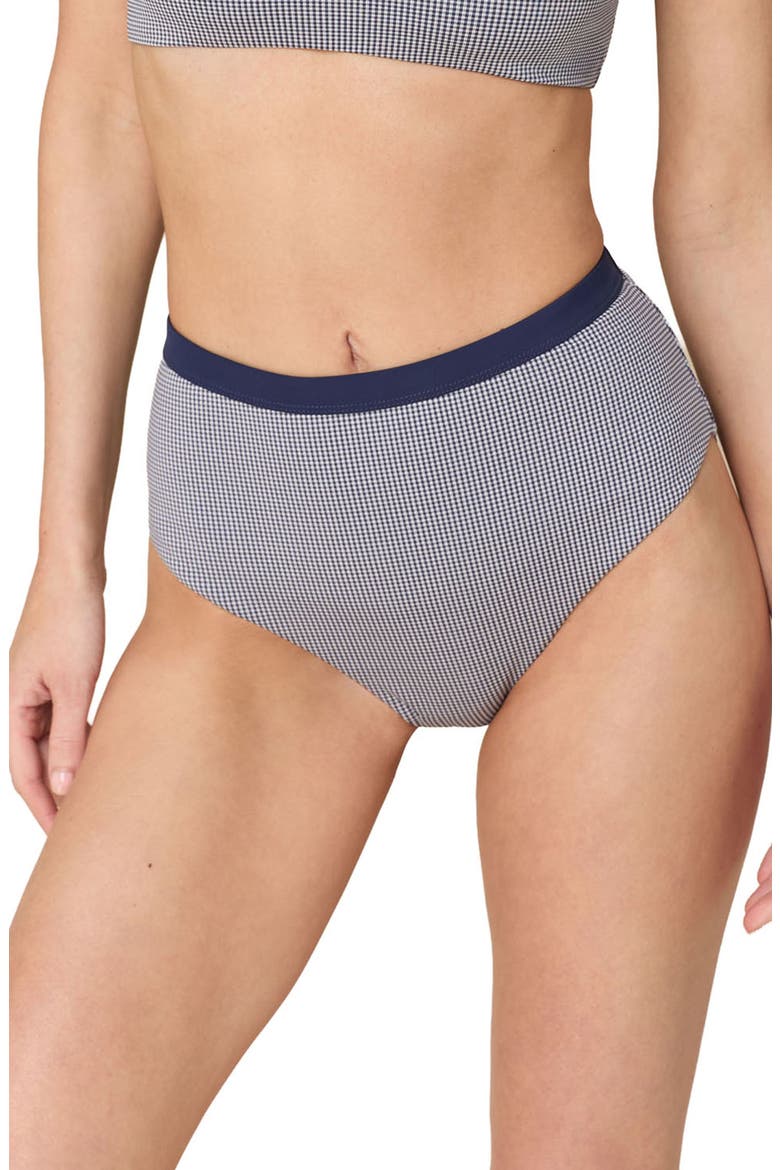 The Davenport Gingham High Waist Bikini Bottoms, Main, color, JUNIPER