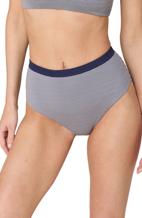 The Davenport Gingham High Waist Bikini Bottoms