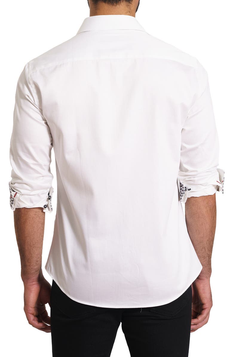 Jared Lang Trim Fit Solid Cotton Button-Up Shirt, Alternate, color, White