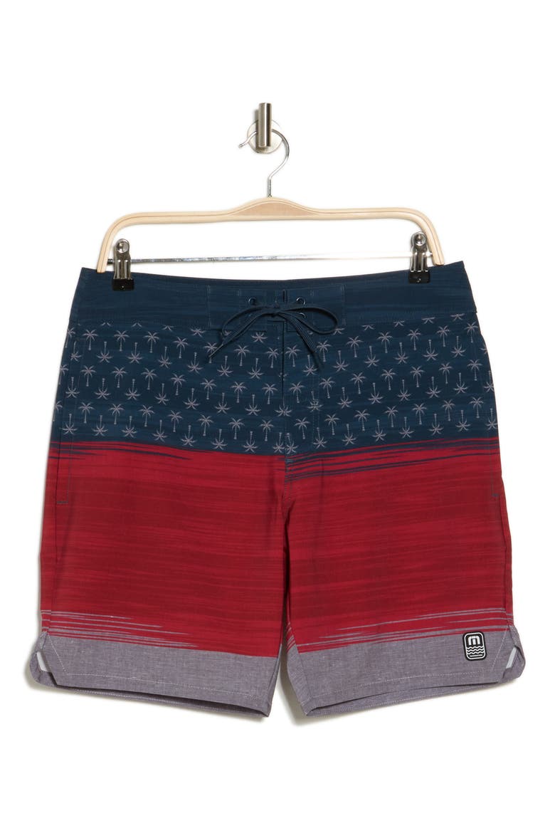 Palm Tree Fun Board Shorts, Alternate, color, HEATHER BLUE NIGHTS