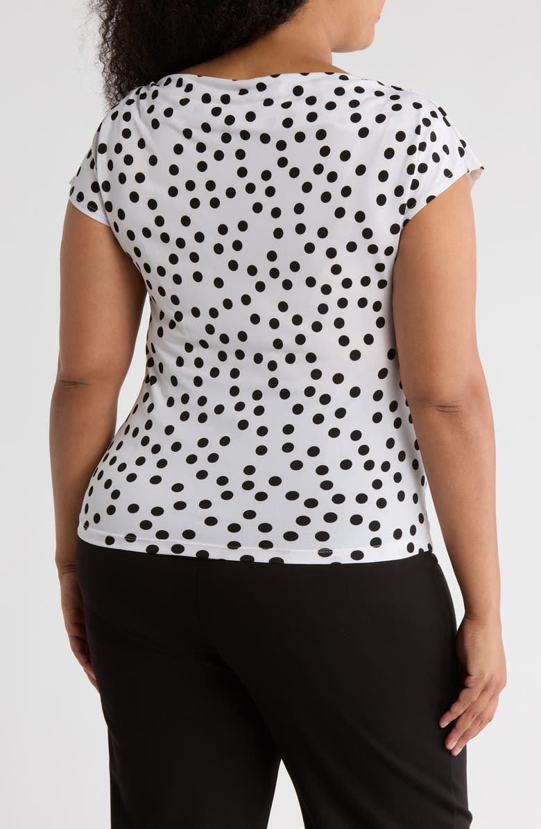 Renee C Polka Dot Cowl Neck Cap Sleeve Jersey Top, Alternate, color, White/ Black