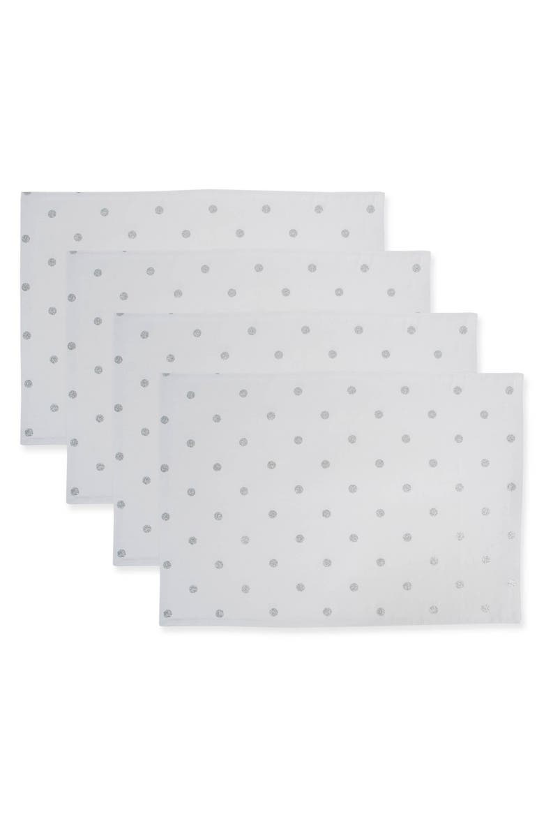 Silver Reversible Polka Dot Placemat Set/4, Main, color, Silver