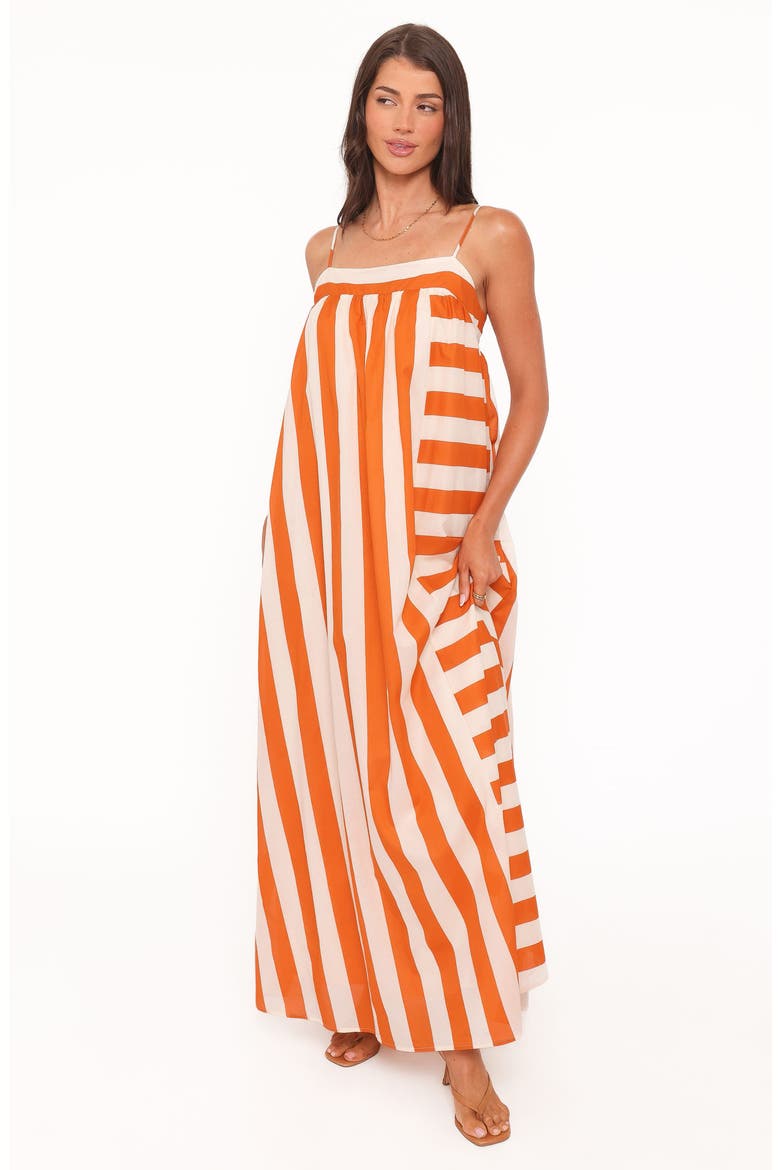 Yanika Stripe Cotton Maxi Sundress, Alternate, color, ORANGE/ WHITE STRIPE