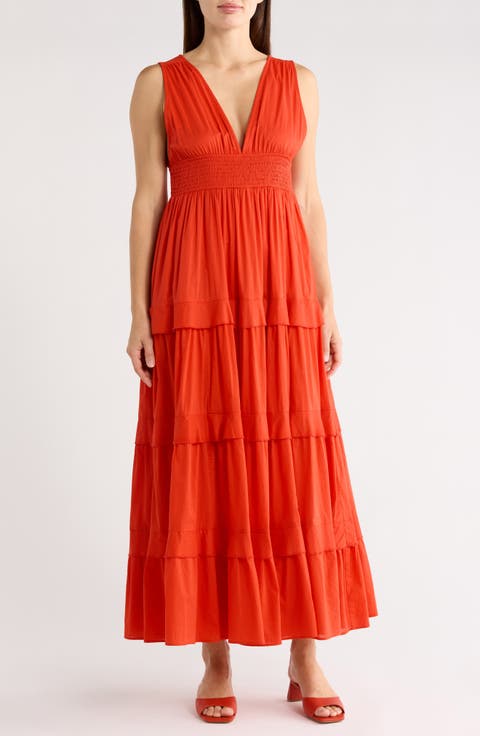 Sleeveless Tiered Cotton Maxi Dress
