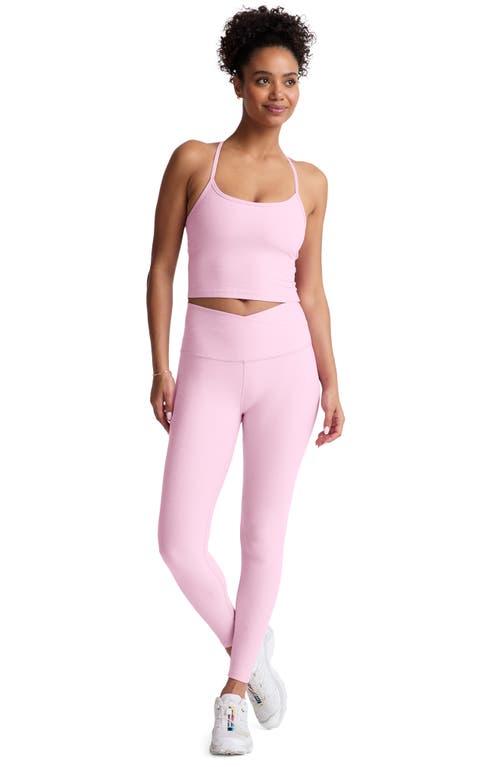 Beyond Yoga At Your Leisure Space Dye High Waist Midi Leggings In Pink