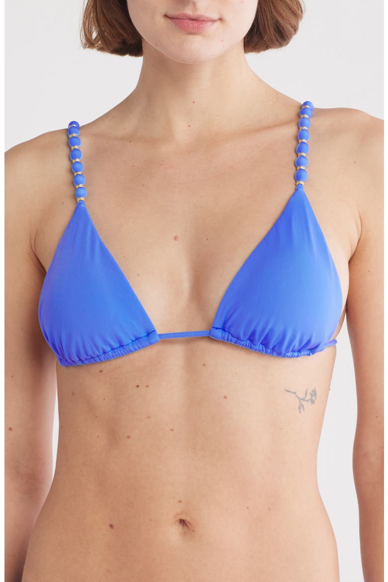 Solid Beads Triangle Bikini Top, Main, color, INFINITE