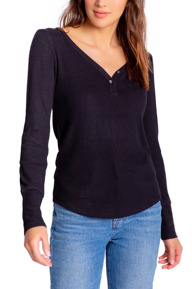 Rib Henley, Main, color, BLACK