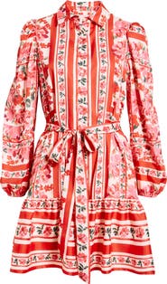 Anne Klein Tiered Tie Waist Long Sleeve Dress