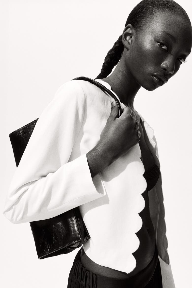 Scalloped-edge Jacket, Main, color, Cream