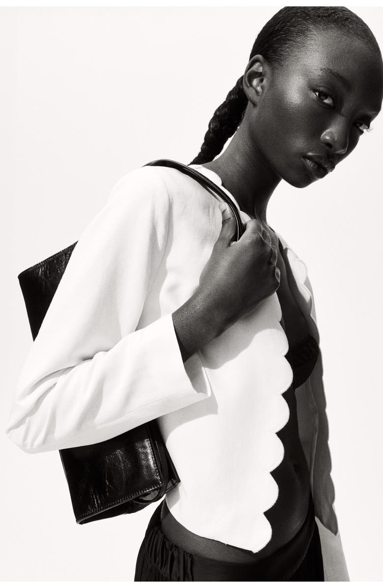 H&M Scalloped-edge jacket, Main, color, Cream