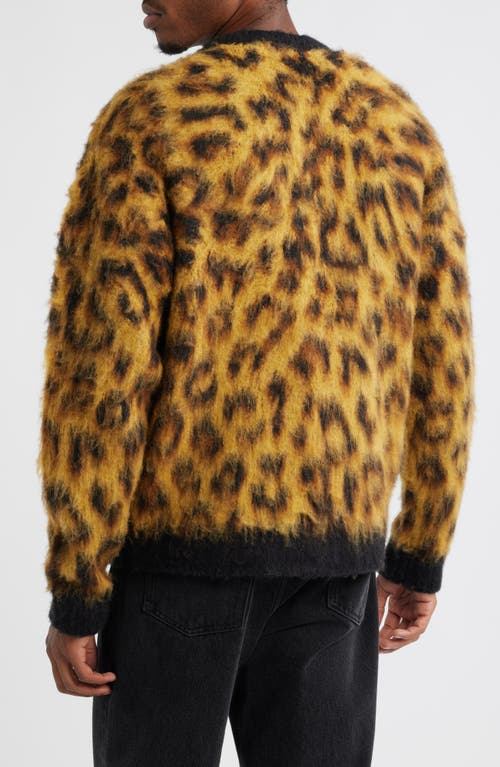 Obey Mens Patron Leopard-pattern Brushed Wool-blend Cardigan In Brown