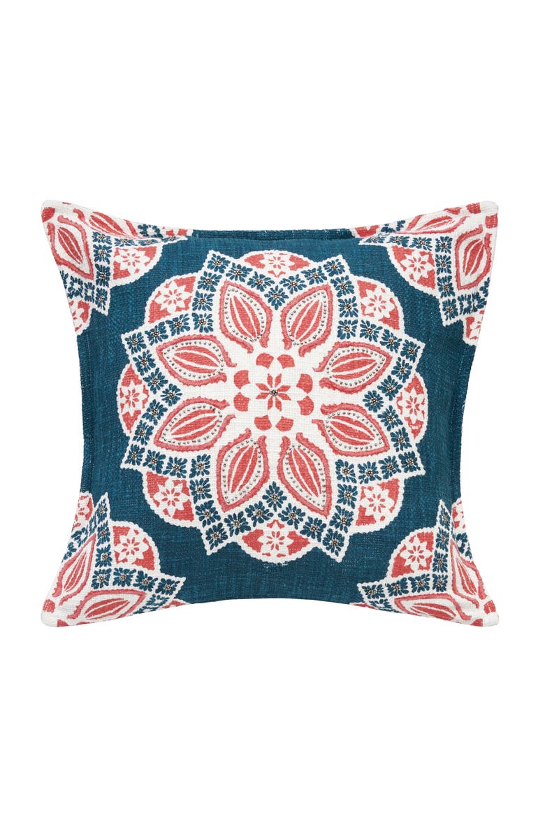 Mary Geometric Medallion Cotton Decorative Throw Pillow, Main, color, Red