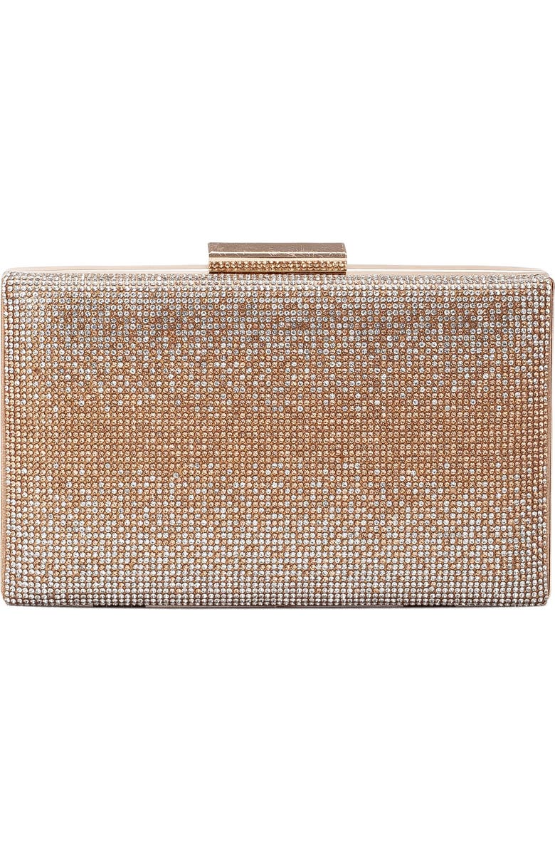 Forever & Always Shoes Clara Evening Clutch, Main, color, Rose Gold Glitter
