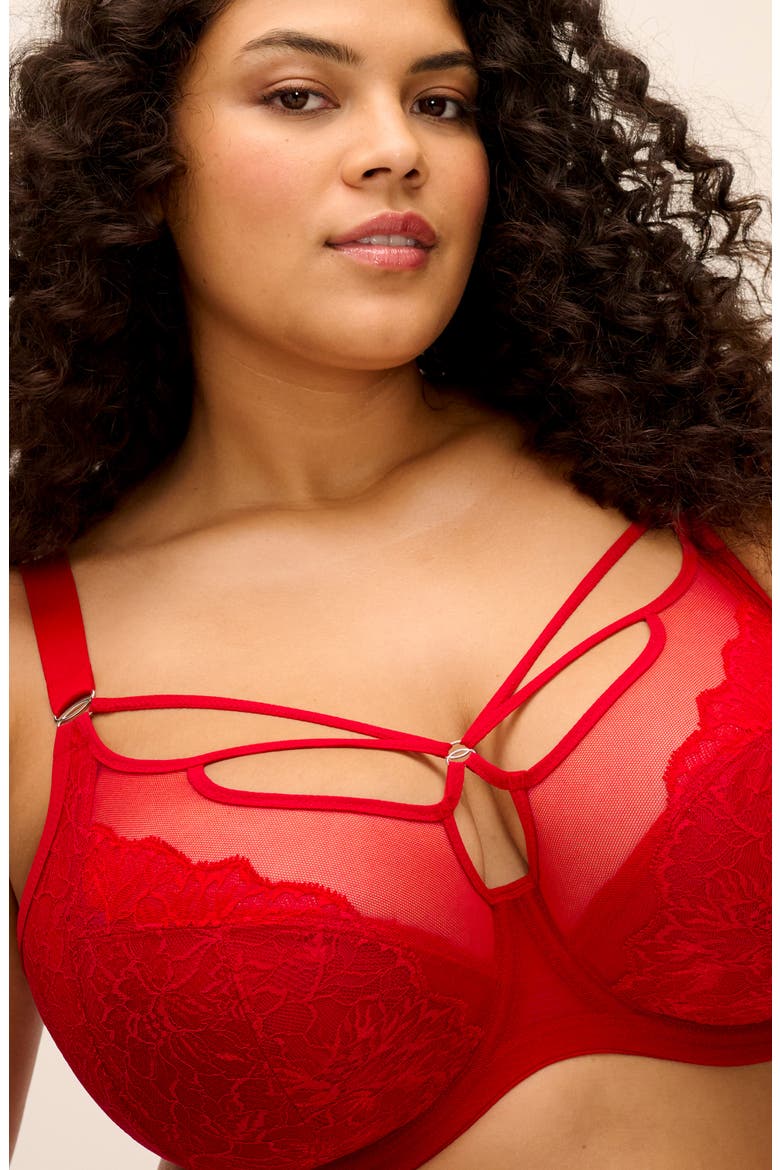 Brianna Underwire Strappy Plunge Bra, Alternate, color, HAUTE RED