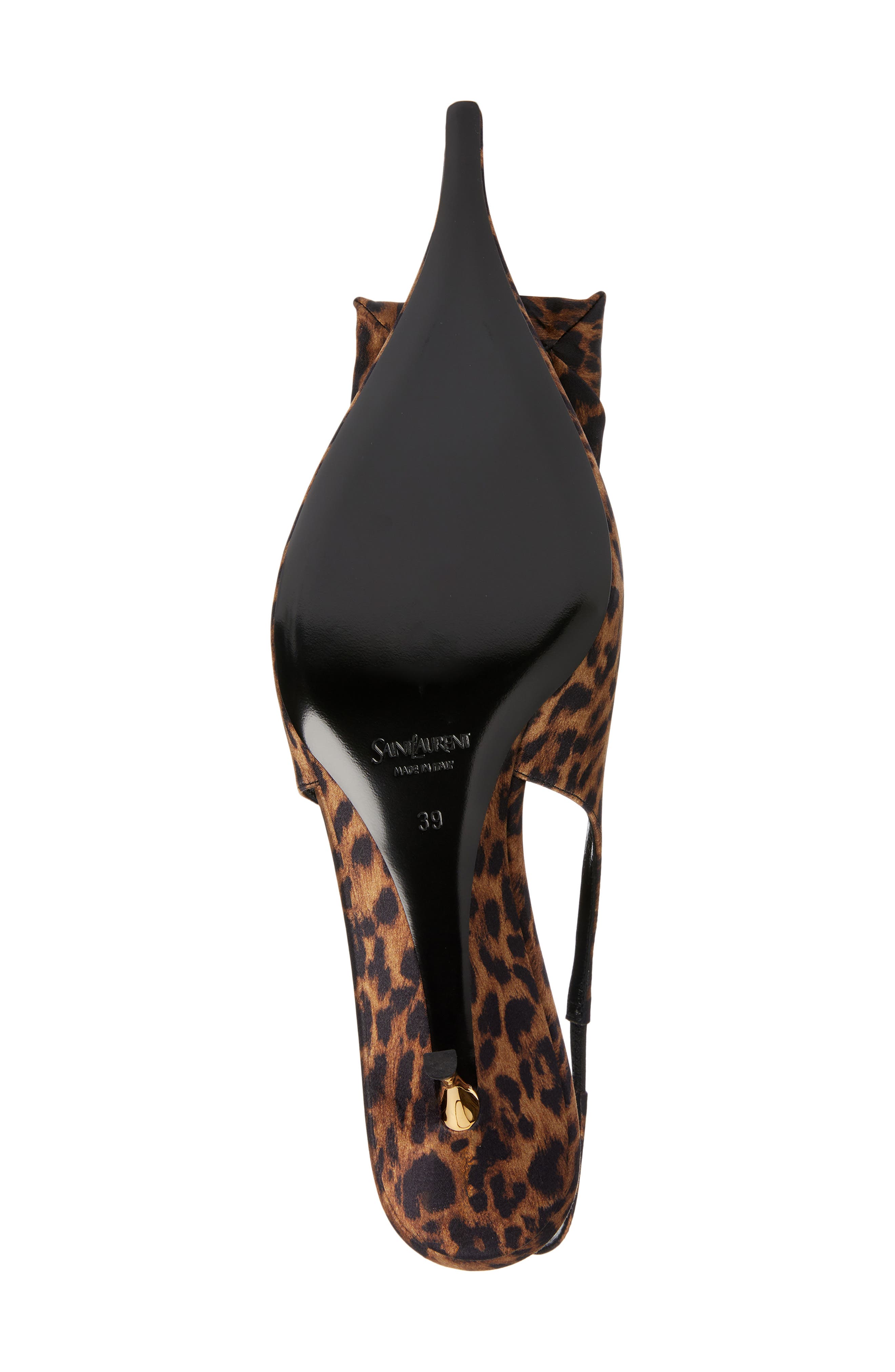 Saint Laurent Dakota Kitten Heel Pointy Toe Slingback Pump, Alternate, color, Leopard