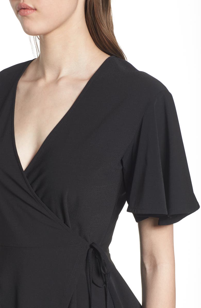 Leith Flounce Sleeve Faux Wrap Top, Alternate, color, 