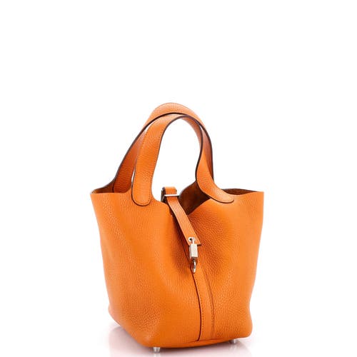 Pre-owned Hermes Hermes Picotin Lock Bag Clemence Pm In Orange
