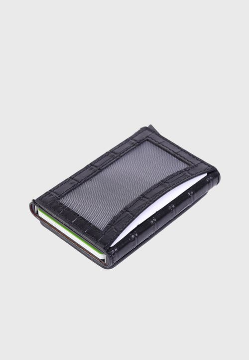 Furniq Uk Genuine Leather Crocodile Pattern Card Holder In Black