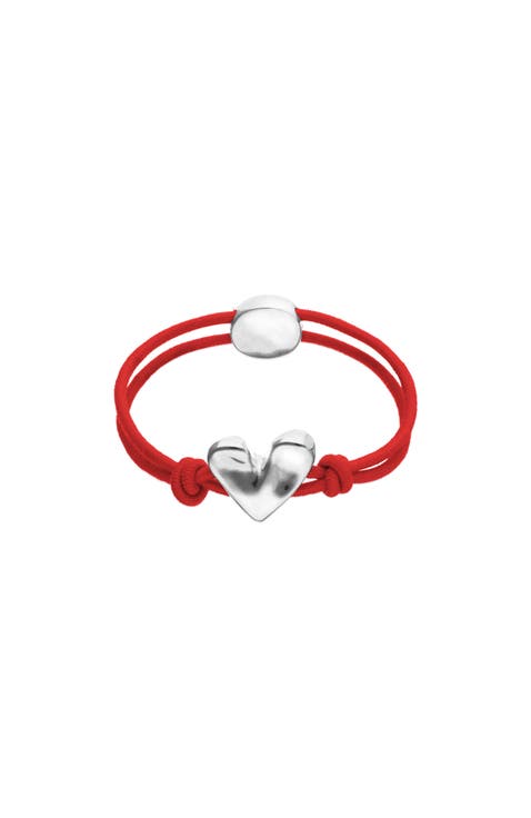Elastic Thread Bracelet with Sterling Silver Plated Heart