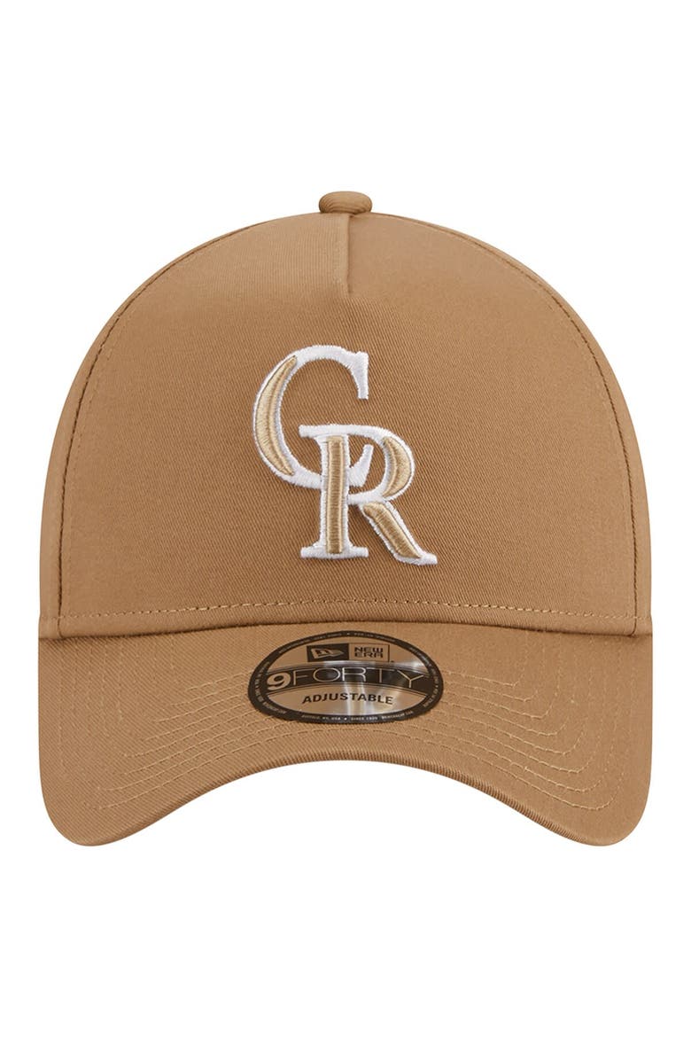 Men's New Era Khaki Colorado Rockies A-Frame 9FORTY Adjustable Hat, Alternate, color, Khaki