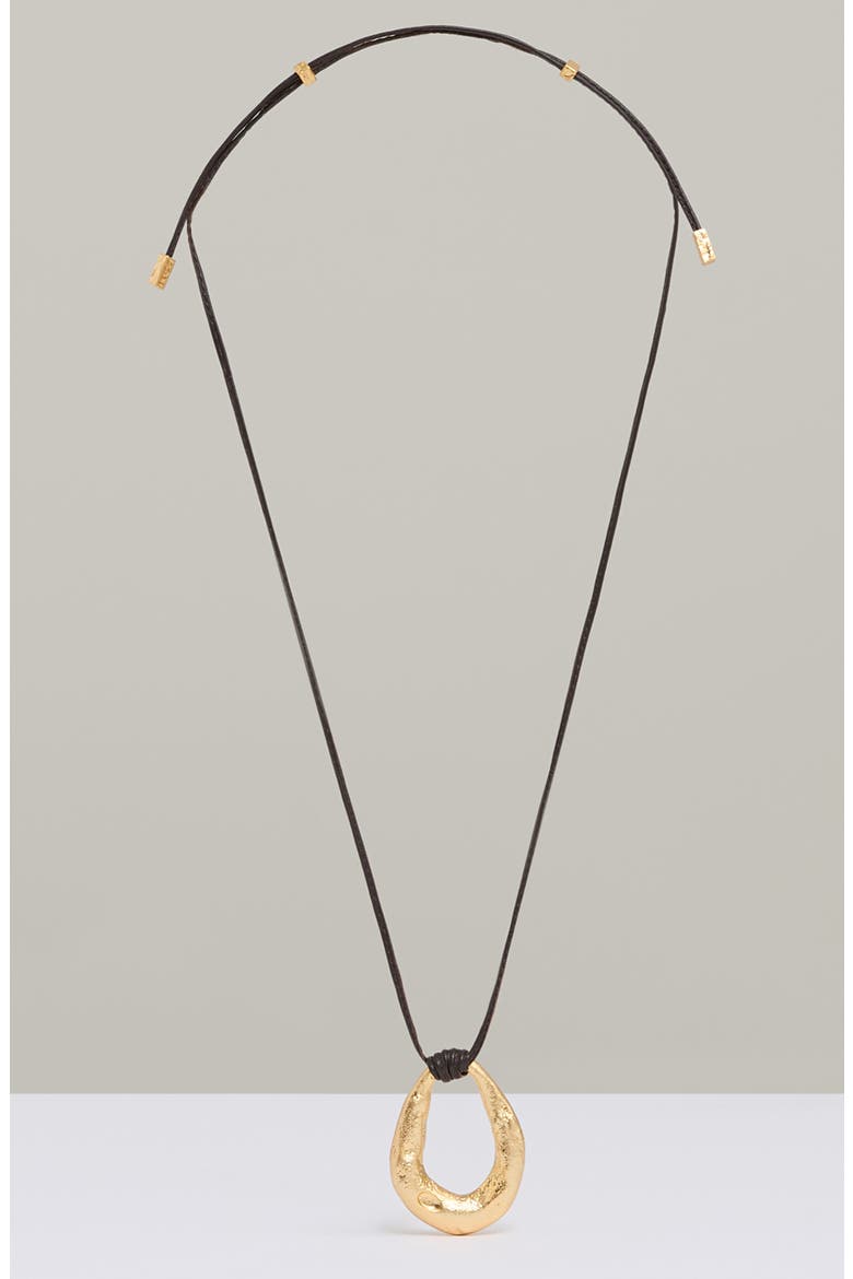 Momo Molten Link Pendant Necklace, Alternate, color, GOLD TONE/ BROWN