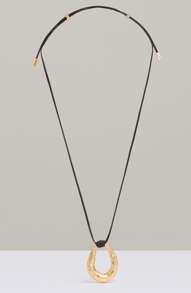 Reiss Momo Molten Link Pendant Necklace, Alternate, color, Gold Tone/ Brown