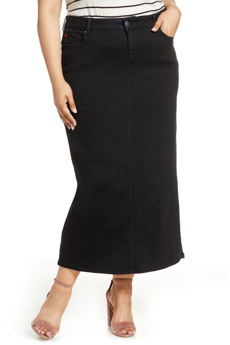 Long Denim Skirt, Main, color, BLACK