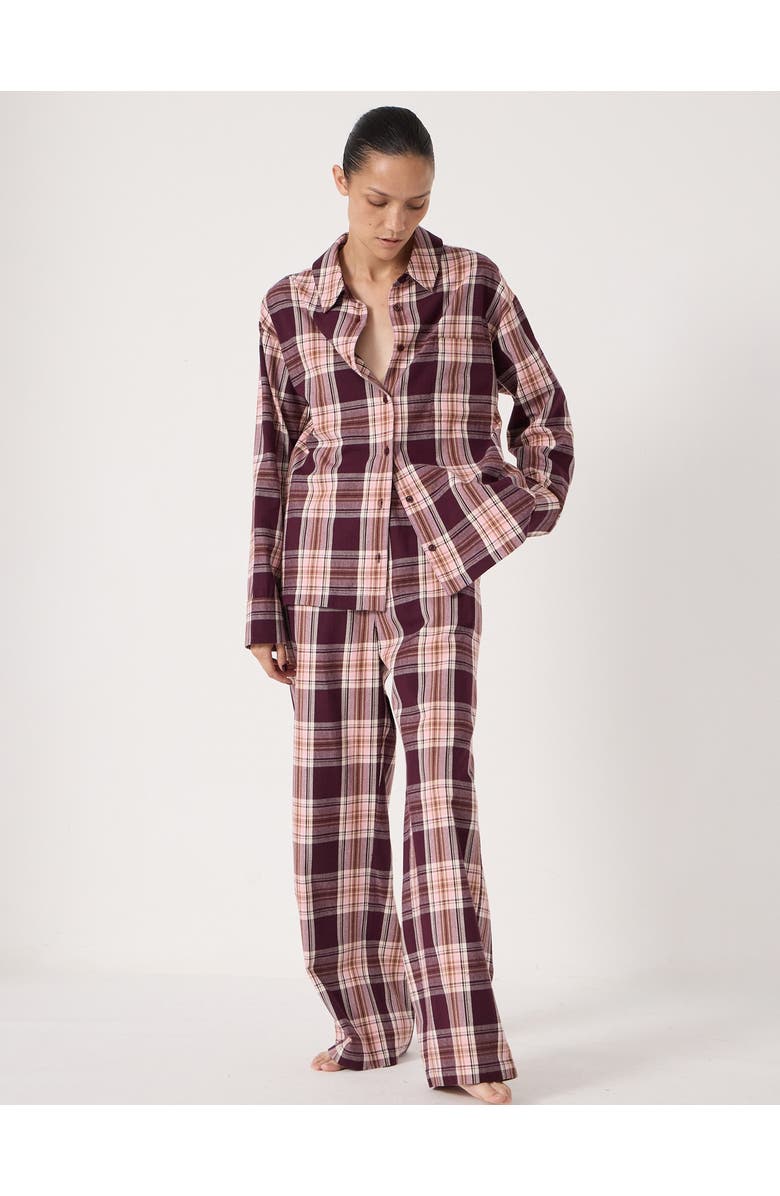 Hush Cotton Check Print Pajamas, Alternate, color, Burgundy Red