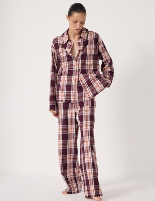 Hush Cotton Check Print Pajamas In Pink