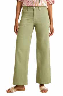 Patch Pocket High Waist Wide Leg Jeans
