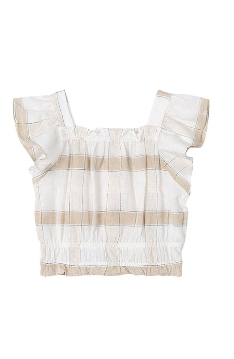 Mayoral Striped Loose Ruffle Shirt, Alternate, color, Cinnamon