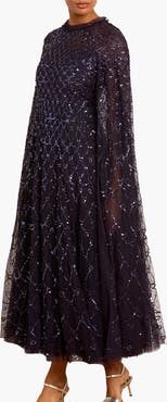 Needle & Thread Heart Lattice Cape Ankle Gown