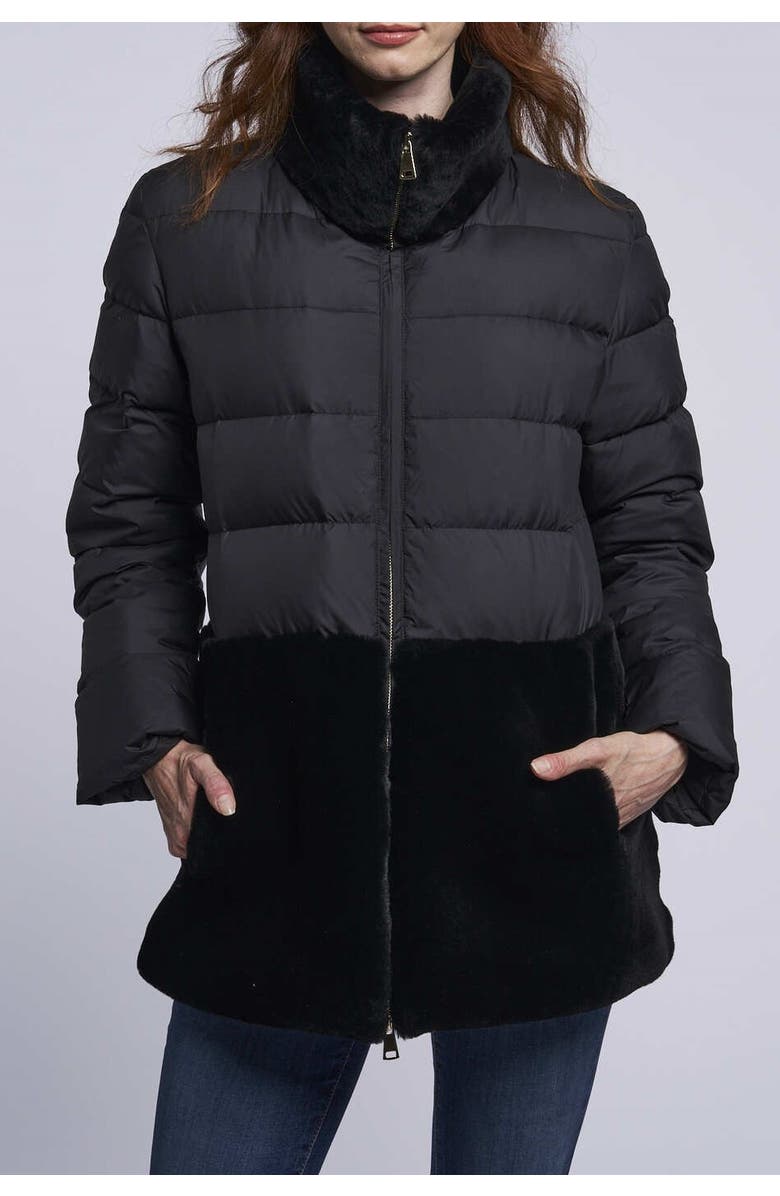 Blue Duck Down and Shearling Jacket, Main, color, Black