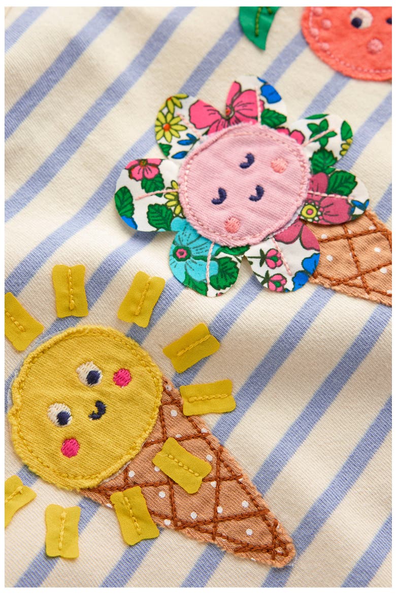 Kids' Stripe Ice Cream Cone Appliqué Cotton Graphic T-Shirt, Alternate, color, ETOILE BLUE/ IVORY ICE CREAMS