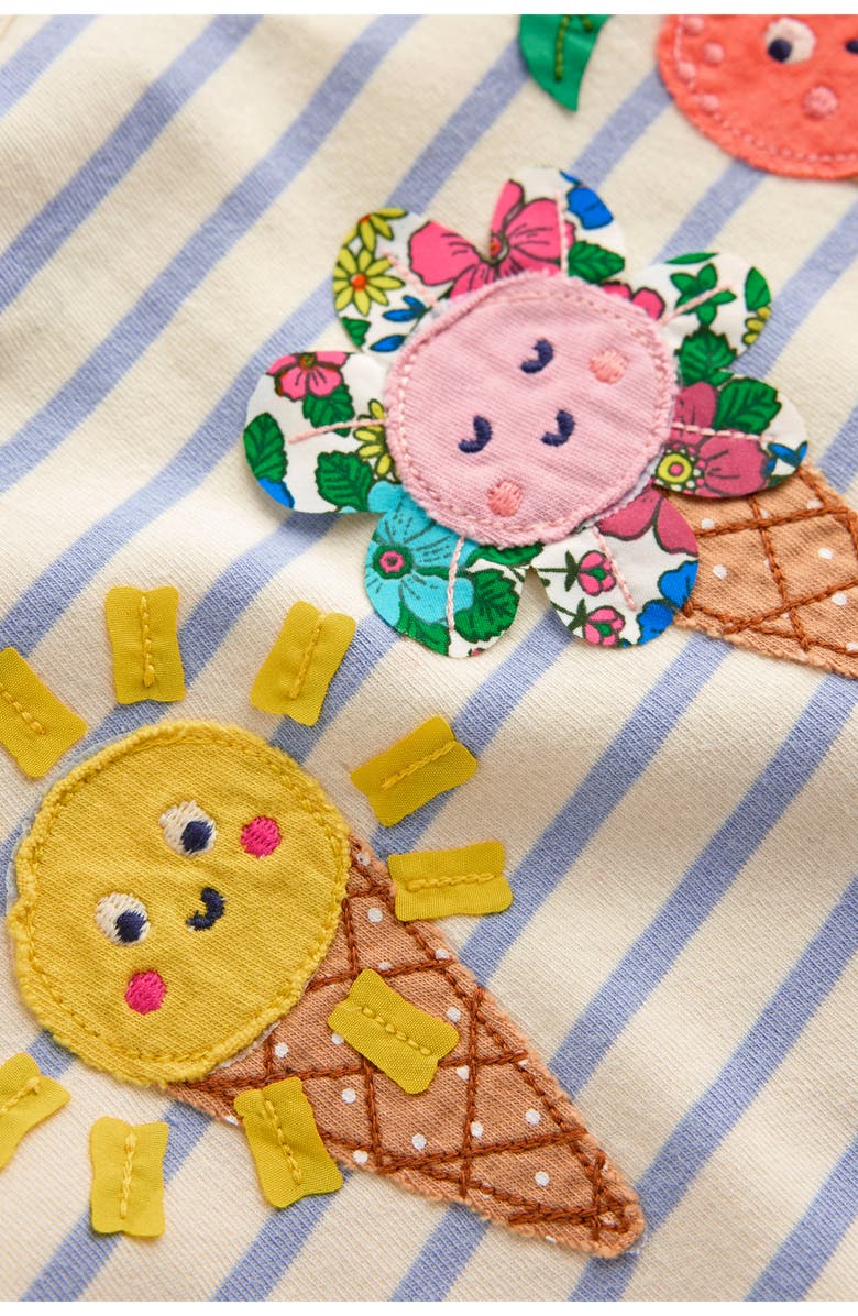 Mini Boden Kids' Stripe Ice Cream Cone Appliqué Cotton Graphic T-Shirt, Alternate, color, 