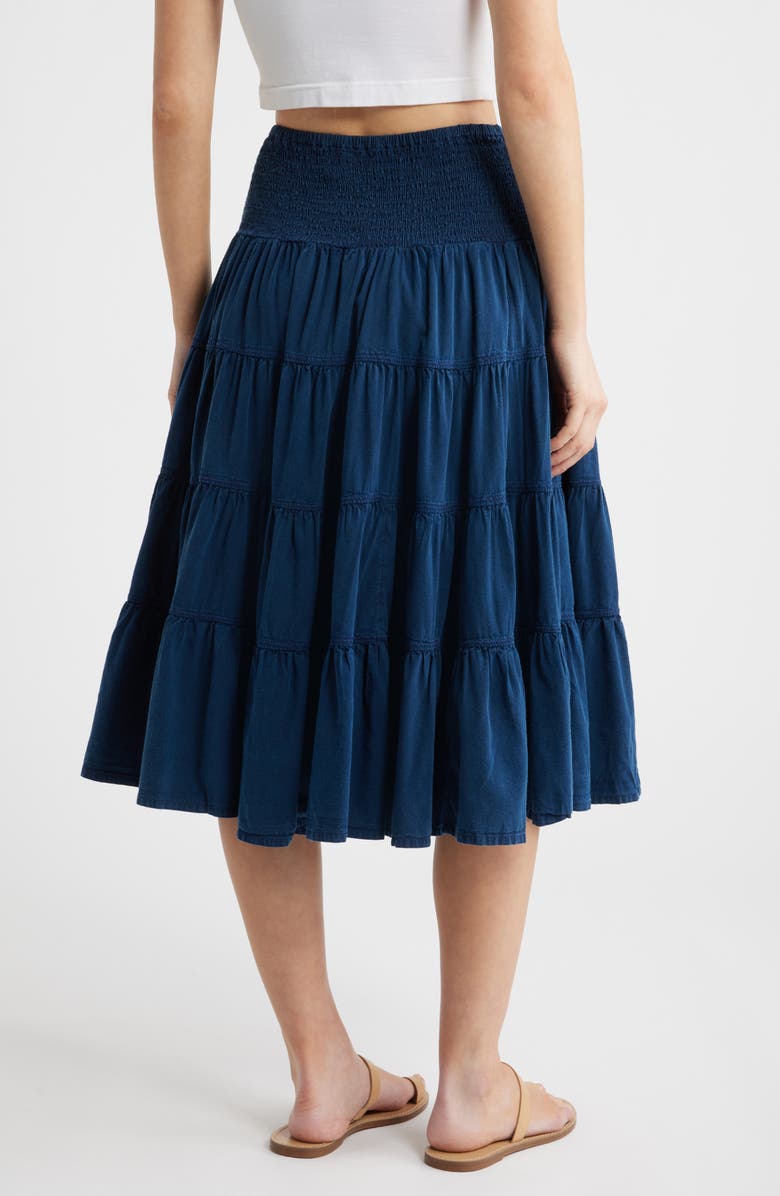 BDG Urban Outfitters Bea Cotton Tiered Skirt, Alternate, color, Blue