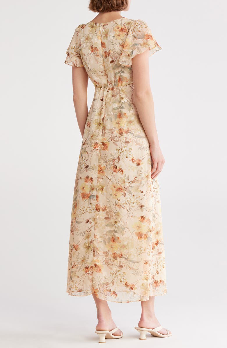 Blu Pepper Flutter Sleeve Maxi Dress, Alternate, color, 