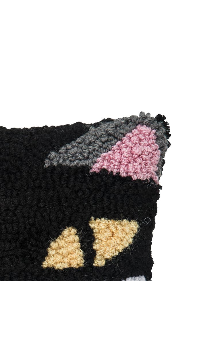 Black Cat Hooked Petite Halloween Accent Pillow 8" x 8", Alternate, color, Black
