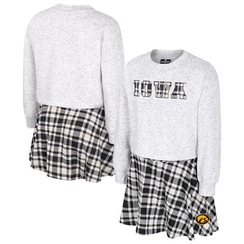 Girls Youth Colosseum Gray Iowa Hawkeyes Marceline Plaid Skirt and Top Set