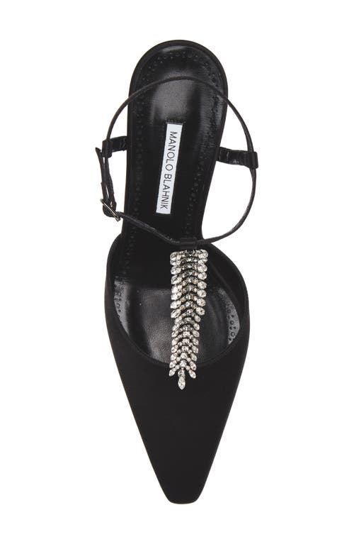 Manolo Blahnik Sufik Crystal Embellished T-strap Pump