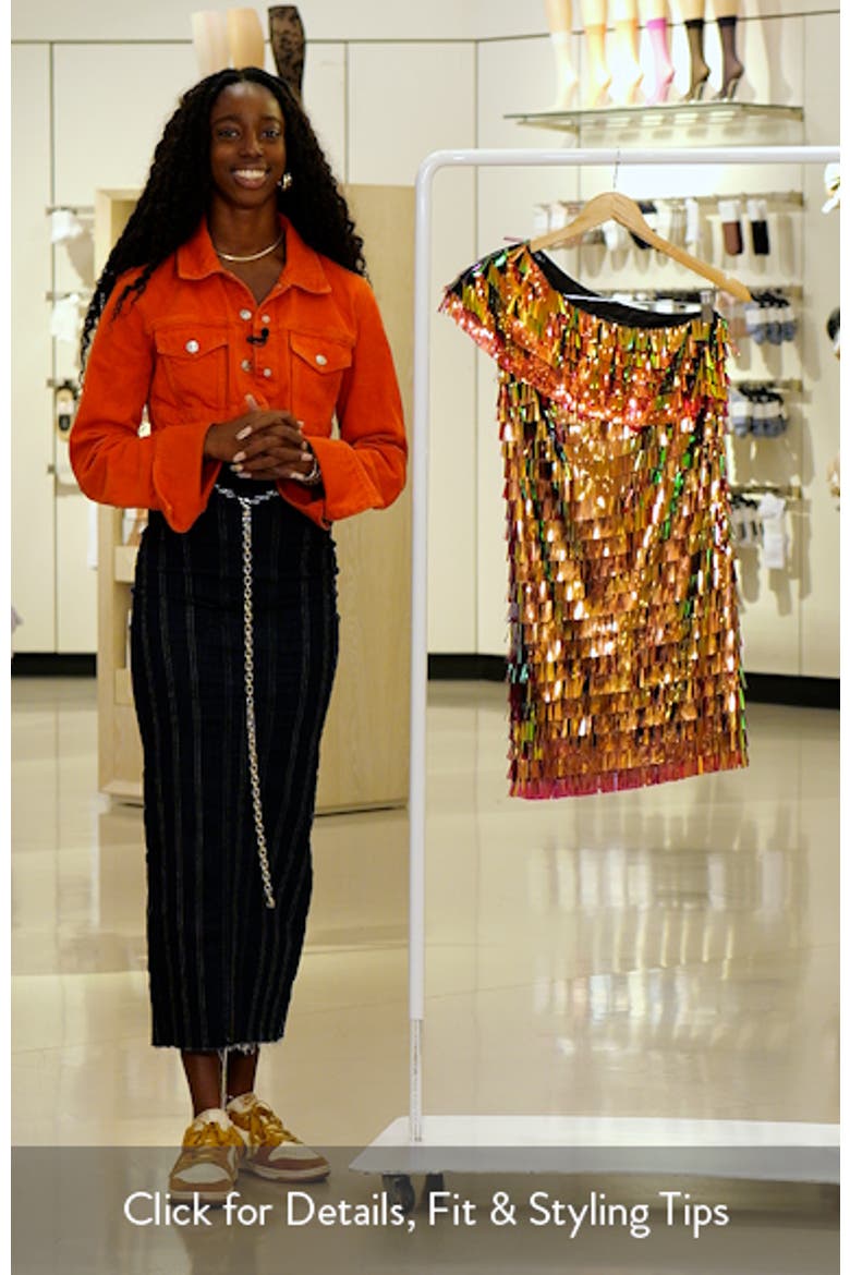 Sequin Fringe One-Shoulder Cocktail Minidress video
