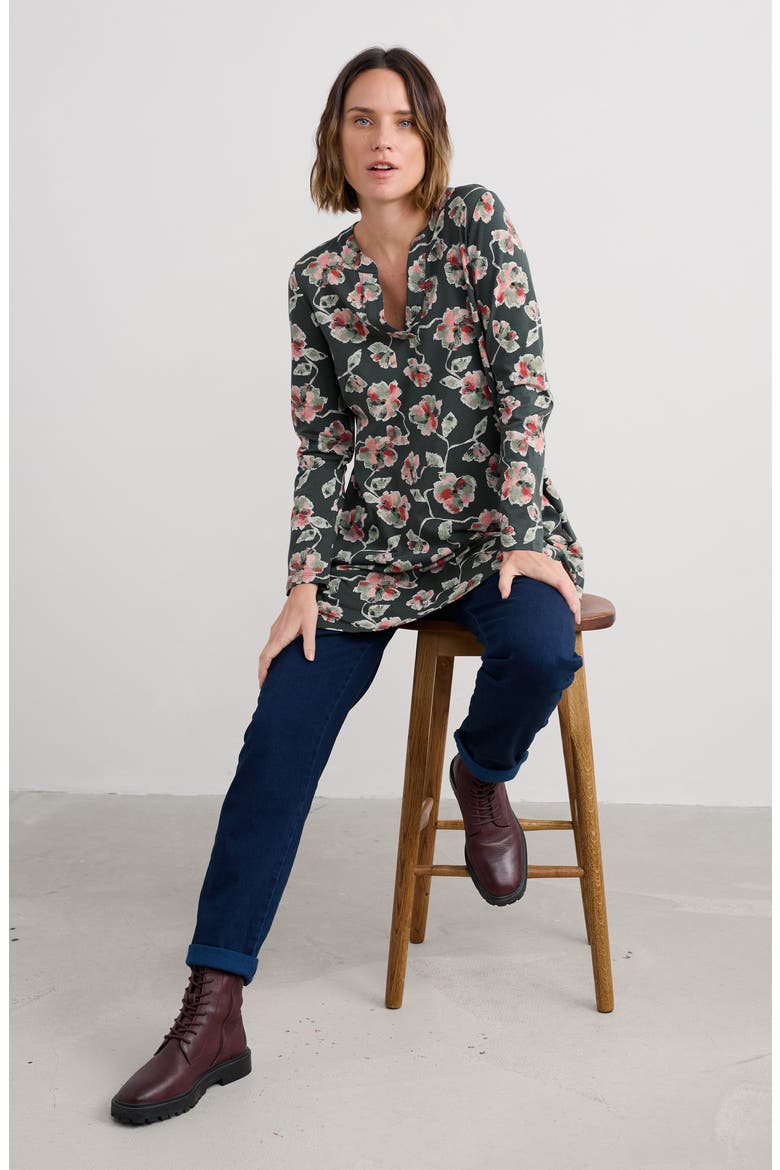 Wreathe Organic Cotton Tunic, Alternate, color, ARTIST CAMELLIA COPP