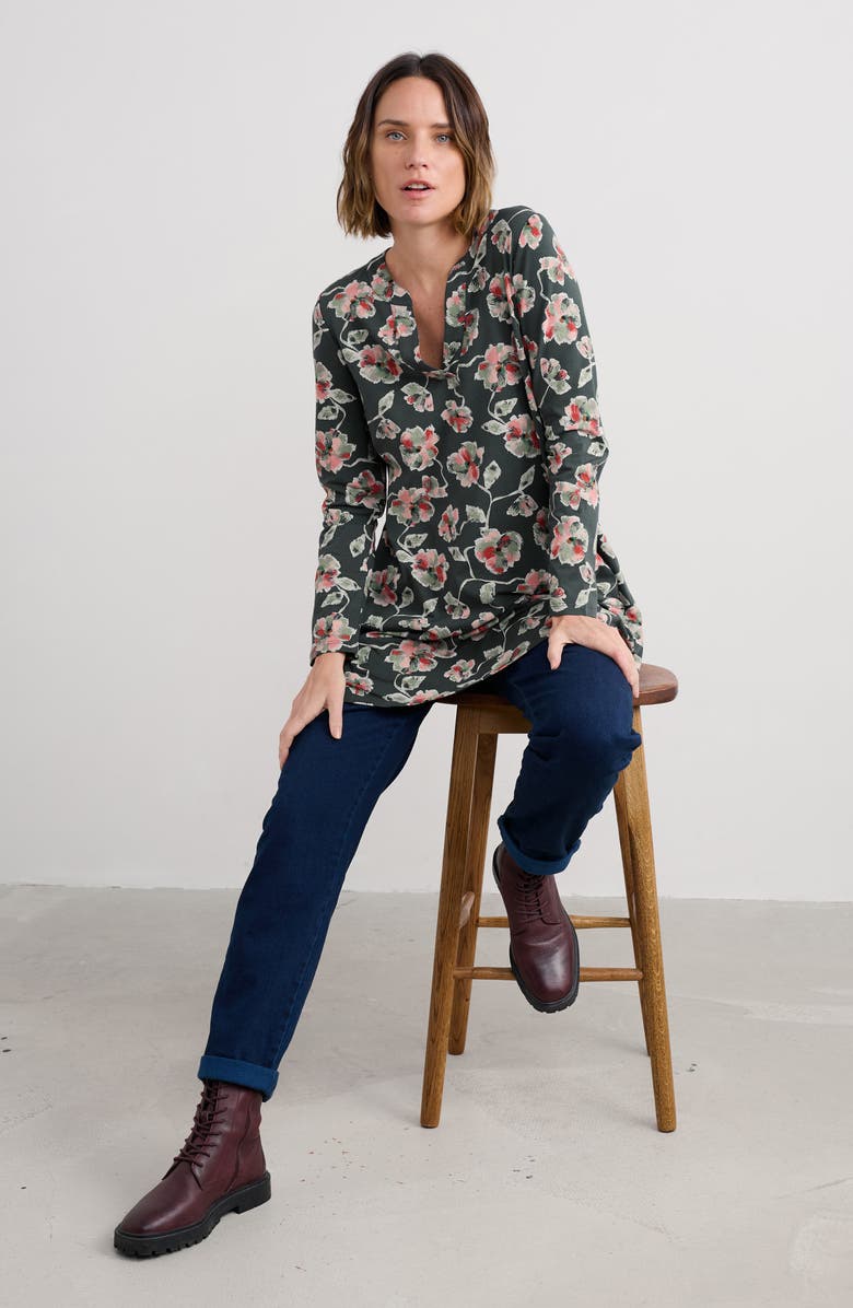 Seasalt Cornwall Wreathe Organic Cotton Tunic, Alternate, color, Artist Camellia Coppice